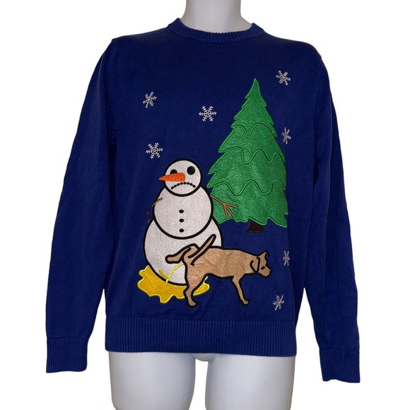 Alex Stevens Other - Alex Stevens Mens Holiday Sweater M Dog Peeing Snowman Funny Holiday Christmas